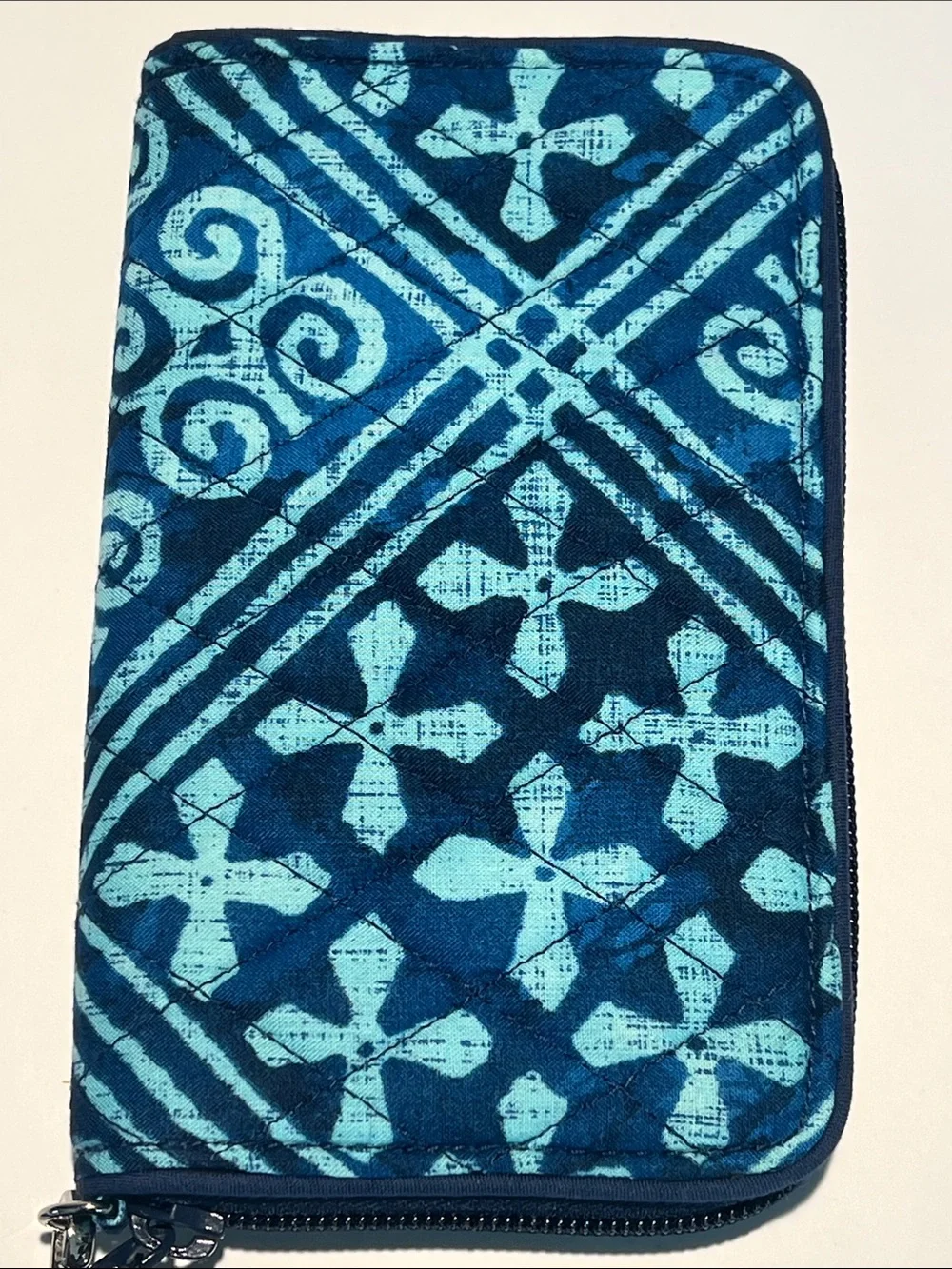 Vera Bradley Teal and Navy Patterned Zip Wallet